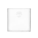 Zylindrischer Vorratstank aus Glas mit dezentem Markenlogo, passend als Ersatzteil für einen Wasserfilter.