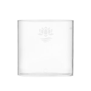 Zylindrischer Vorratstank aus Glas mit dezentem Markenlogo, passend als Ersatzteil für einen Wasserfilter.