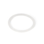 Transparenter Dichtungsring für eine Wasserfilter-Membran auf weißem Hintergrund.