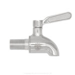 Ein hochwertiger Wasserhahn aus Edelstahl mit Hebelgriff für Wasserspender.